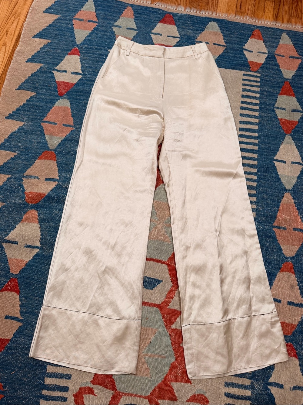 Lee Mathews Lamberts Pant in Ivory Satin Linen Blend Size 1 AU - Picture 2 of 12
